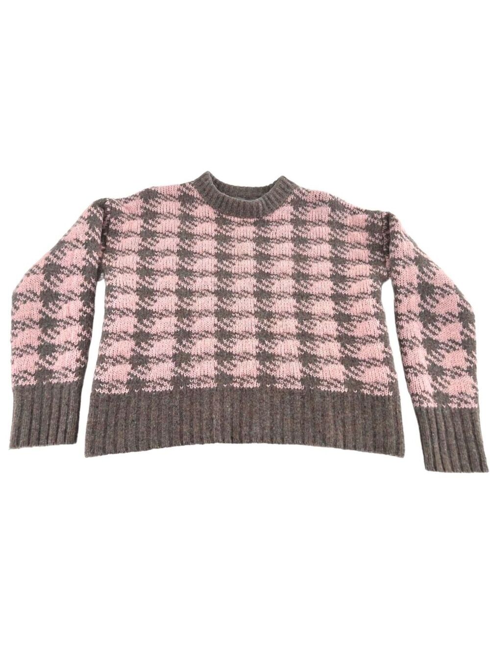 Nancy Cavally Paris 100% Wool Houndstooth Sweater Coquette Cottagecore Preppy L